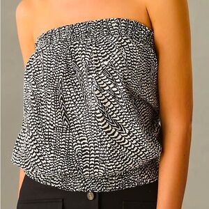 Anthropologie Black and White Strapless Bubble Top